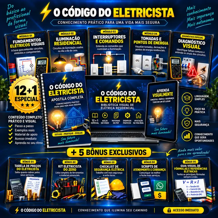 Mockup do plano completo do Código do Eletricista