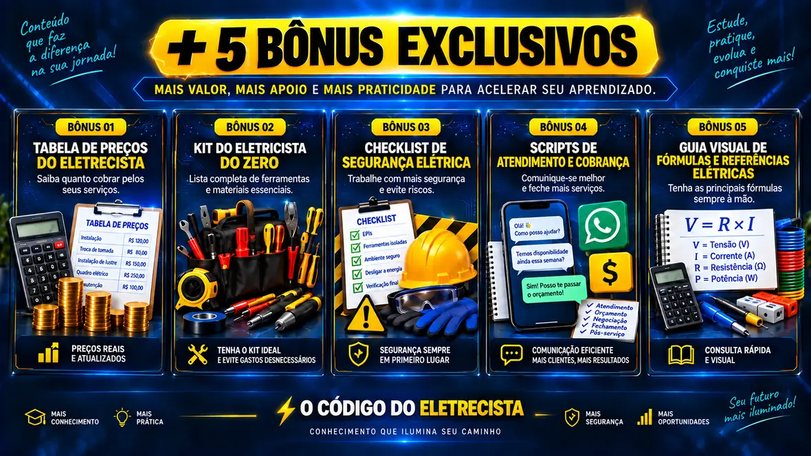 + 5 bônus exclusivos do Código do Eletricista